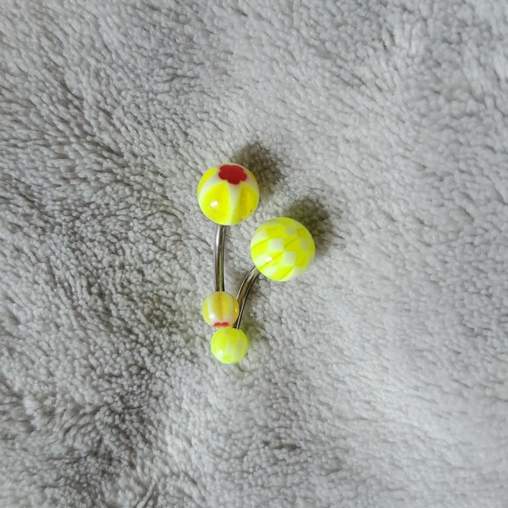 2 new belly rings plastic and surgical steel neon